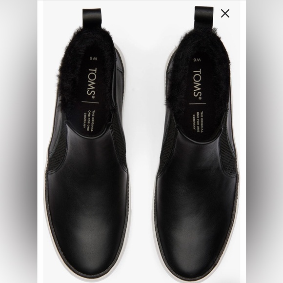 NWOT! Toms Women’s Bryce Pull-On Leather Sneakers Style Boots Size 8 Black - Picture 4 of 9